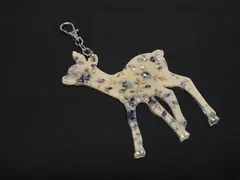 ■美品■ ANTEPRIMA アンテプリマ 鹿モチーフ フラワー 花柄 キーホルダー バッグチャーム レディース アイボリー系×ブルー系 DL3974