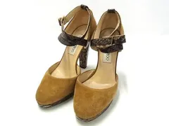 ■極上■本物■美品■ JIMMY CHOO ジミーチュウ スエード×パイソン ヒール サイズ36 1/2(約23.5cm) 靴 シューズ ブラウン系 DL3941