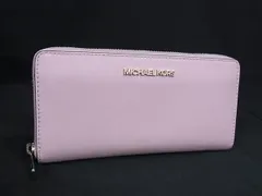 ■美品■ MICHAEL KORS マイケルコース レザー ラウンドファスナー 長財布 ウォレット 札入れ 小銭入れ ピンクベージュ系 DL4098