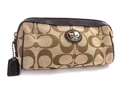 ■美品■ COACH コーチ シグネチャー キャンバス×レザー ポーチ マルチケース 小物入れ レディース ブラウン系 DL4168