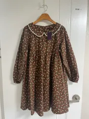 (日本 ヴィンテージ)ミニ ワンピース ブラウン コットン100％ タグ付き