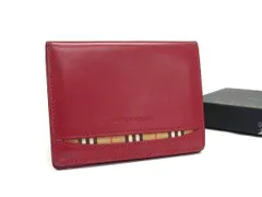 BURBERRY バーバリー ノバチェック レザー×キャンバス カード入れ カードケース パスケース 定期入れ レッド系×ブラウン系 DL4527