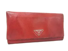 PRADA プラダ レザー Wホック 二つ折り 長財布 ウォレット 札入れ 小銭入れ レッド系 DL4627