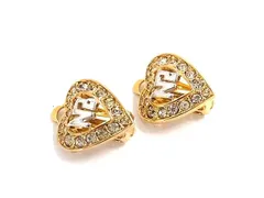 ■美品■ NINA RICCI ニナリッチ ラインストーン ハート クリップ式 イヤリング アクセサリー レディース ゴールド系 DL4668