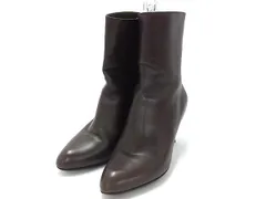 Salvatore Ferragamo フェラガモ レザー ショートブーツ ヒール 表記サイズ 6 1/2 (約23.5cm) 靴 レディース ブラウン系 DL5468