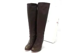 LANVIN en Bleu ランバンオンブルー レザー ヒール ロングブーツ 表記サイズ 24 靴 シューズ レディース ブラウン系 DL5911