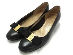 Salvatore Ferragamo フェラガモ ヴァラリボン レザー パンプス 表記サイズ 6 1/2 (約23.5cm/24.0cm) 靴 シューズ ブラック系 DL6935