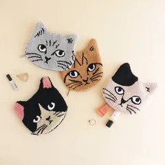 【松尾ミユキ / Matsuo Miyuki】cat moco pouch もこもこネコ顔ポーチ｜4種類から選べる♪ Pepper / Pumpkin / Noisettes / Chloe｜ねこ猫ネコcat