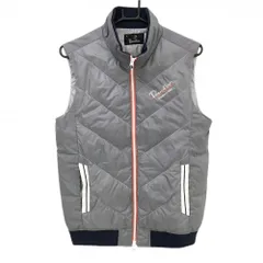 パラディーゾ ダウンベスト グレー×オレンジ ロゴ刺しゅう メンズ M ゴルフウェア Paradiso