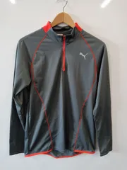 b701●PUMA●プーマ●長袖●Tシャツ●ポリエステル100％●低通気性ニット素材●sizeL●グレー