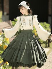 極美品／付属品完備】Amavel 春花便りのお茶会 和風スカート（グリーン