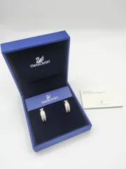 【ほぼ未使用】Swarovski スワロフスキー イヤリング シルバー アクセサリー クリスタル フープイヤリング 箱付 J1872