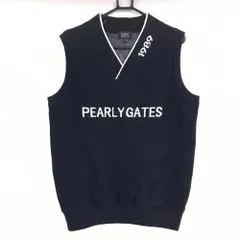 パーリーゲイツ ニットベスト ネイビー×白 フロントロゴ 裏地付 蓄熱 メンズ 5(L) ゴルフウェア 2024年モデル PEARLY GATES