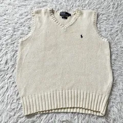 状態良 ラルフローレン Ralph Lauren ニットベスト Vネック ロゴ刺繍 古着 4617