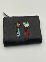 ■ ear PAPILLONNER イア パピヨネ PEZ ペッツ コラボ 二つ折り財布 ブラック 刺繍 レザー