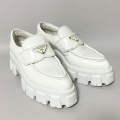 PRADA モノリス ブラッシュドレザー パテントレザーローファー36