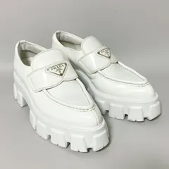 PRADA / モノリス ブラッシュドレザー ローファー 36 ホワイト