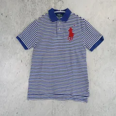 Polo by Ralph Lauren ポロバイラルフローレン ポロシャツ 半袖 ボーダー トップス キッズ M(10-12)サイズ 白×青 □〇
