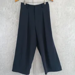 UNIQLO タックワイドパンツ ウエストゴム素材 レディースボトムス ネイビー Mサイズ 〇◇