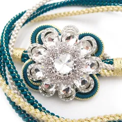 帯締め 振袖 成人式 クリスタル 吊四津組 正絹 組紐 手組 キラキラ 金 青 レディース 卒業式 フォーマル 和装小物 豪華 送料無料 z922