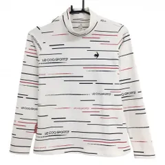 ルコックゴルフ 長袖ハイネックシャツ 白×ネイビー×ピンク 総柄 裏微起毛 胸ロゴ レディース M ゴルフウェア le coq sportif