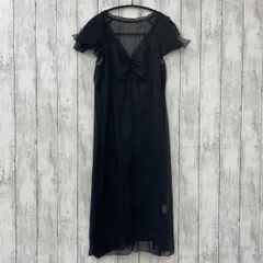 【 SHIPS 】シップス シースルーロングガウン風カーディガン ブラック