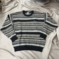 LACOSTE ラコステ　ニット セーター　フェアアイル柄　胸ロゴ刺繍　総柄　4 L メンズ　マルチカラー　ネイビー　オフホワイト　ブラウン　ブラック
