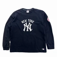 MLB 長袖 Tシャツ ロンT メンズ L ブラック ニューヨーク ヤンキース 黒 ややフェード