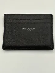 ■【SAINT LAURENT】サンローラン カードケース 定期入れ パスケース レザー ブラック 黒 ロゴ