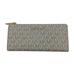◎◎MICHAEL KORS マイケルコース ジェット セット トラベル シグネチャー ラージ スリー クォーター Lジップウォレット 35F8GTVZ3B バニラ