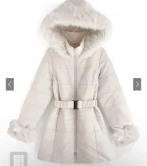 GRL KD13 ファー フード ロング ダウン ベルト コート