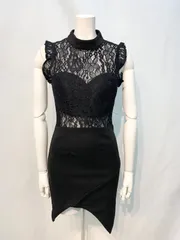 2015 DAZZY デイジー　キャバクラ　ドレス　レース　フリル　タイト　ミニ　伸縮性　キャバドレス　S