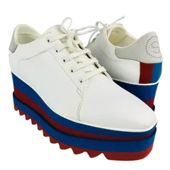 STELLA McCARTNEY★ステラマッカートニー【Elyse・エリス】レザー切替し パンチングSデザイン オーバーサイズシャークソール プラットフォーム スニーカー (36.5) 厚底スニーカー イタリア製 カジュアル レディーススニーカー