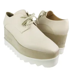 美品★STELLA McCARTNEY・ステラマッカートニー【Elyse・エリス】レザー マイクロスタッズブランドロゴ オーバーサイズシャークソール プラットフォーム スニーカー (36.5) 厚底スニーカー イタリア製 カジュアル レディーススニーカー