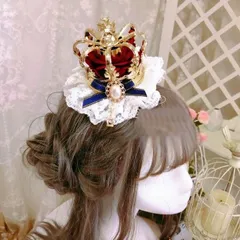 ミニクラウン髪飾り ヘッドドレス オリジナル風  レース 花モチーフ パール付き 花嫁風 ロリータ 姫系 ヘアアクセサリー