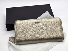 R80108 未使用 BARCOS バルコス 長財布 ゴールドグリーン ? シャンパンゴールド ? ラウンドファスナー 金運 開運 箱付き