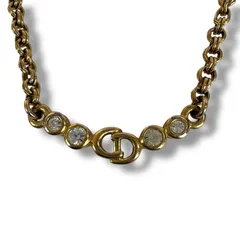 クリスチャンディオール　Christian Dior ラインストーン　CDロゴ　ネックレス　ゴールド金具　ヴィンテージ