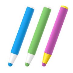 子供用スタイラスペンMixooスタイラスペン3本セット交換式シリコンゴムペン先iPad/iPhone/Android/FireHDキッズモデルに対応タブレット握りやすい充電不要子供プレゼントクリスマスピンク/グリ…