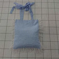 ◇ Θ kutir クティール KT128030BW ギンガムチェック フリル トートバッグ レディース ブルー系 E  【1510230001467】