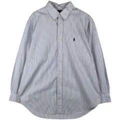 古着 ラルフローレン Ralph Lauren CLASSIC FIT マルチストライプ 長袖 ボタンダウンストライプシャツ メンズL相当/eaa606767