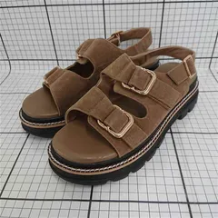 ◇ Θ ベイフロー BAYFLOW ダブルベルトサンダル スエード調 ブラウン系 レディース 23.5cm E  【1510290009311】