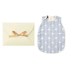 新品 10mois(ディモワ) - Hoppetta 出産祝い ギフトラップ付き ふくふくガーゼ(6重ガーゼ) トドラーキッズスリーパー コットン100% 2~7歳頃まで ブルー着丈64cm 18111042