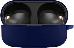 MOONMN【2021改良モデル】WF-1000XM4ケースソニーワイヤレスイヤーホン用シリコン保護ケースWF1000XM4全面保護カバーキズ防止耐衝撃装着充電可能防水防塵紛失防止保護ケースカラビナ付き(ブル…