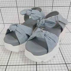 ◇ ⊂ ジェリービーンズ JELLY BEANS 厚底ストライプサンダル レディース Lサイズ ブルー系 E  【1511110050360】