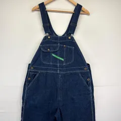古着 キー KEY オーバーオール デニム 大きいサイズ ワンポイントロゴ 胸ポケット w40 L32  ブルー系 メンズ
