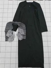 ◇ ⊇ ワンピース ストライプ柄ロングワンピース ビスチェセット ブラック系 Mサイズ レディース E  【1512010000127】