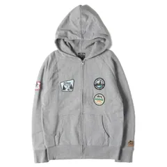 【美品】STUSSY ステューシー パーカー グレー サイズ:S | 00s ワッペン付き サーマル フルジップ スウェットパーカー | 00年代 アーカイブ | トップス フーディー 【メンズ】【中古】