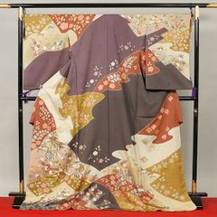逸品 千總 桶絞り 御所車刺繍 薄黄地 染め分け振袖 フルセット 高島屋