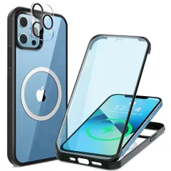 HAUTRKBGiPhone13ProMax用ケースクリア両面強化ガラス360°全面保護[MagSafe対応][カメラフイルムを贈][鋭敏タッチ]マグセーフワイヤレス充電対応米軍MIL規格取得耐衝撃アイフォン13