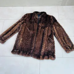 FUR Fiancesse ミンク　毛皮　コート　カットミンク　ブラウン系　ネーム入り　11号　中古美品　管理番号KKVMI112